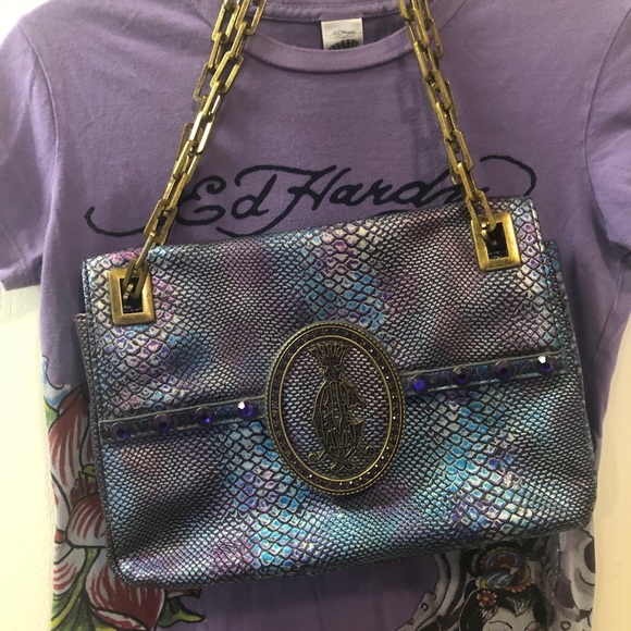 Designer Christian Audigier PVC Snakeskin Purse - Picture 12 of 14